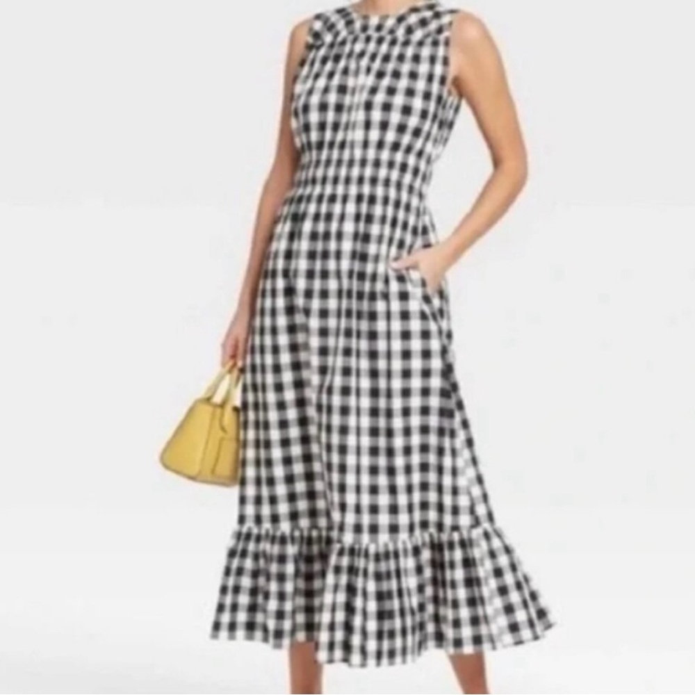 A New Day Black and white plaid maxi dress